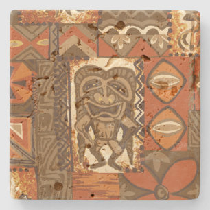 Pomaika’i Tiki Hawaiian Vintage Tapa Stone Coaster