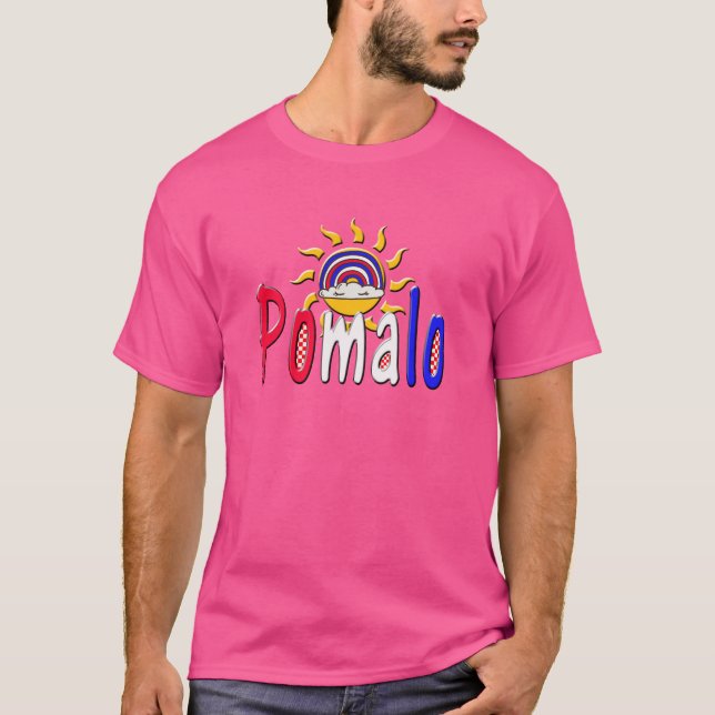 Pomalo – Croatian Relaxation with Sun & Rainbow  T-Shirt (Front)