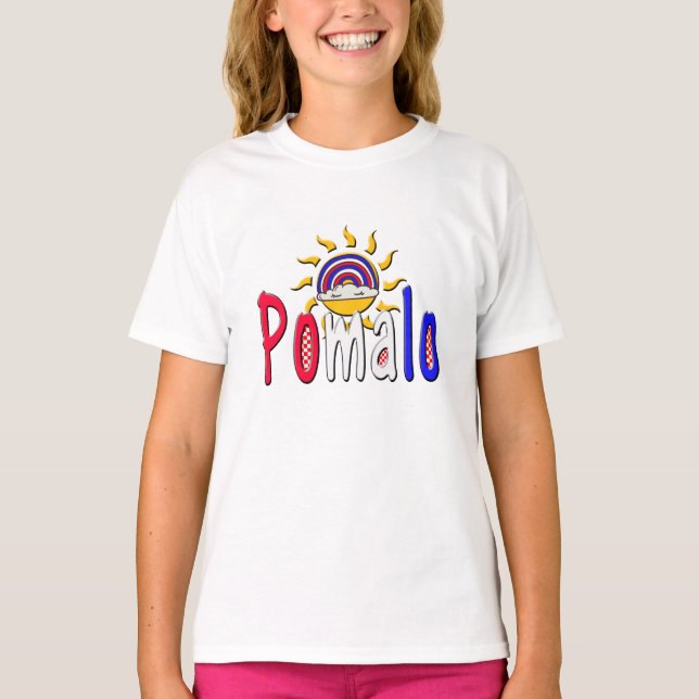 Pomalo – Croatian Relaxation with Sun & Rainbow  T-Shirt (Front)