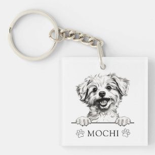 Pomapoo Dog Hand Drawing Personalised Key Ring