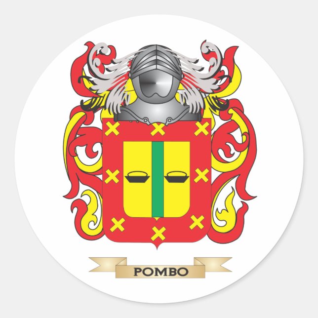 Pombo Coat of Arms (Family Crest) Classic Round Sticker (Front)