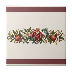 Pomegranate and Acanthus Custom Colour Frieze Tile