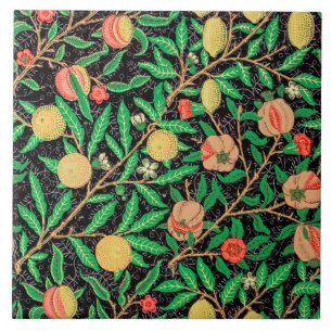Pomegranate and Flowers on Branches Tile