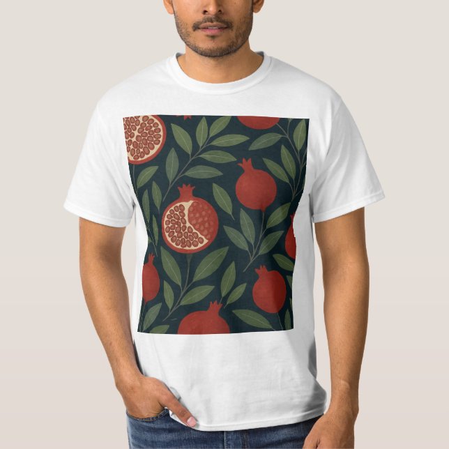 Pomegranate and Foliage Pattern T-Shirt (Front)