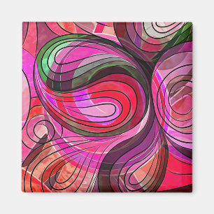 Pomegranate And Granite Doodle With Black Lines Magnet