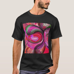 Pomegranate And Granite Doodle With Black Lines T-Shirt