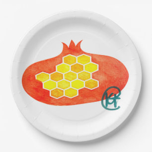 Pomegranate and Honeycomb Rosh Hashana Art Paper Plate
