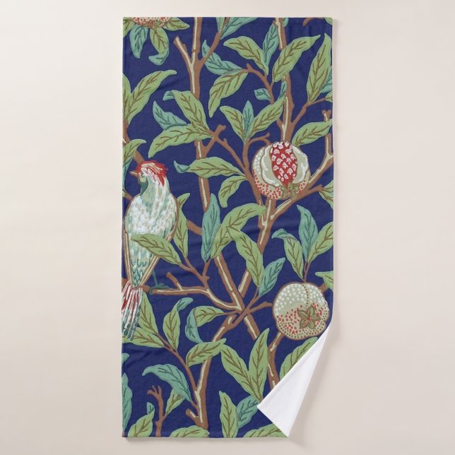 Pomegranate and Little Bird, William Morris Bath Towel (Bath Towel)