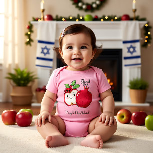 🍎Pomegranate & Apple with custom text Baby Bodysuit