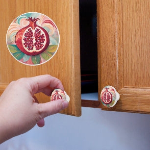 Pomegranate ceramic knob