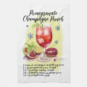Pomegranate Champagne Punch Recipe Holiday Tea Towel