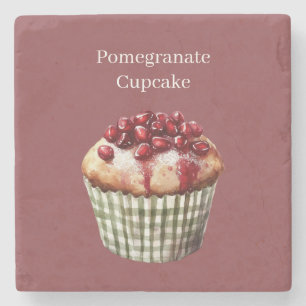Pomegranate Cupcake Stone Coaster