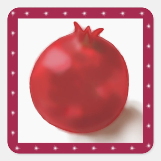 Pomegranate Cute Red drawing Square Sticker (Front)