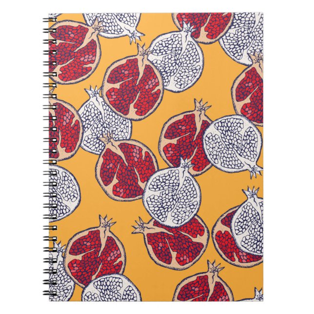 Pomegranate Drawn: Handmade Vintage Pattern Notebook (Front)