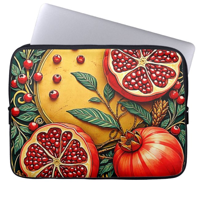 Pomegranate Elegance Art Print Laptop Sleeve (Front)