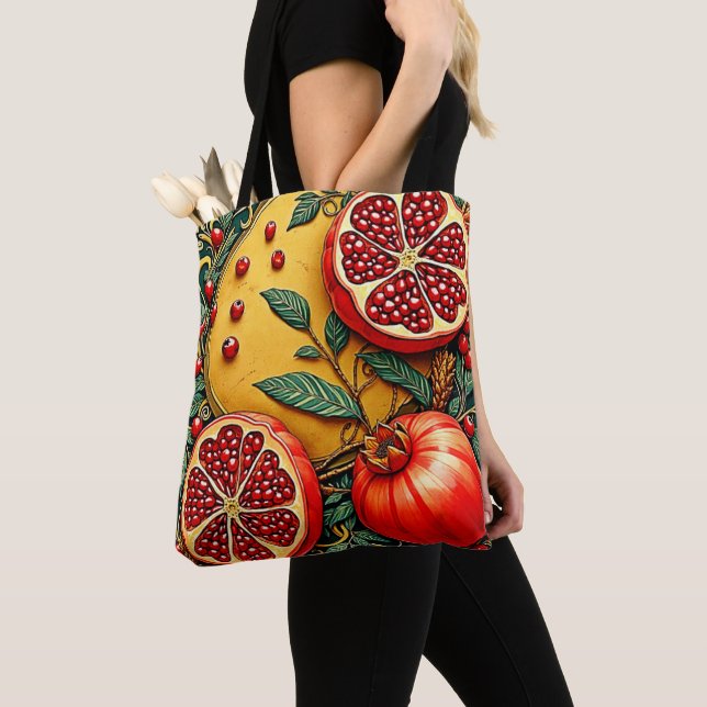 Pomegranate Elegance Art Print Tote Bag (Close Up)