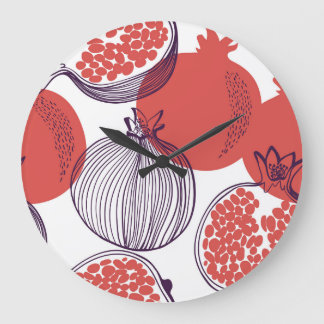 Pomegranate Fashion: Seamless Vintage Pattern Large Clock