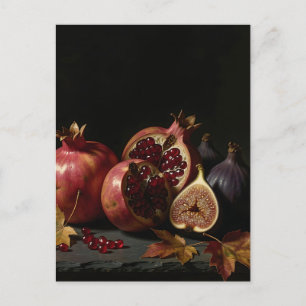 Pomegranate Fig Still Life Autumn Harvest Postcard