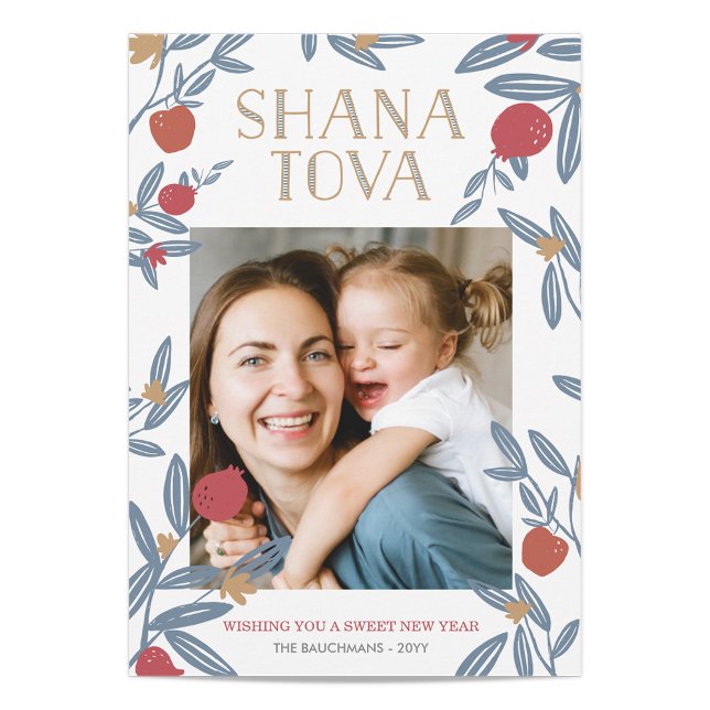 Pomegranate Florals Rosh Hashanah Photo Card (Creator Uploaded)