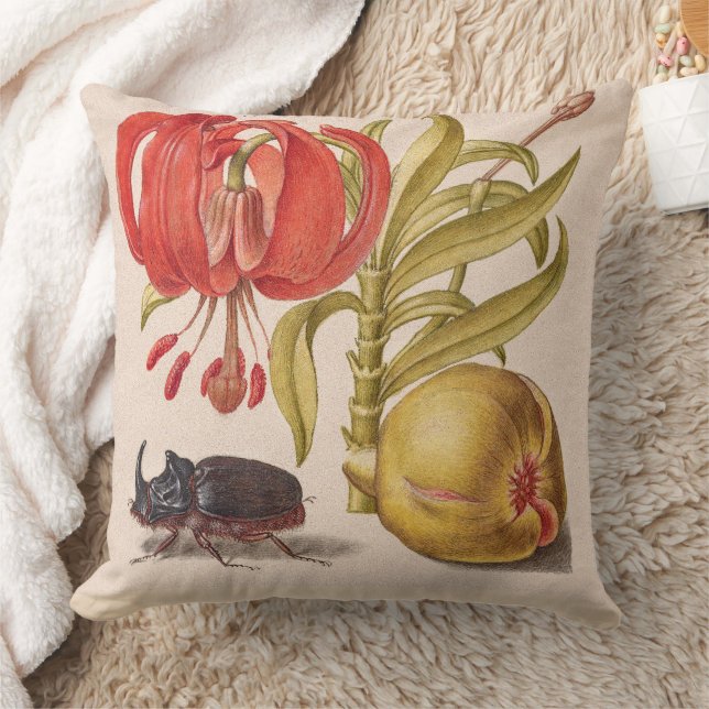 Pomegranate Flower, Fruit and Rhinoceros Beetle Cushion (Blanket)