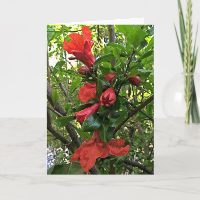 Pomegranate Flowers Card (Front)