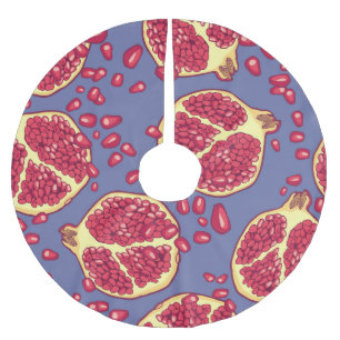 Pomegranate Fruit Seamless Pattern Design Brushed Polyester Tree Skirt