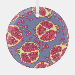 Pomegranate Fruit Seamless Pattern Design Glass Tree Decoration