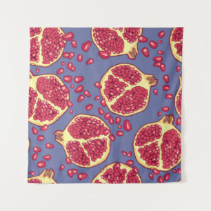 Pomegranate Fruit Seamless Pattern Design Tapestry