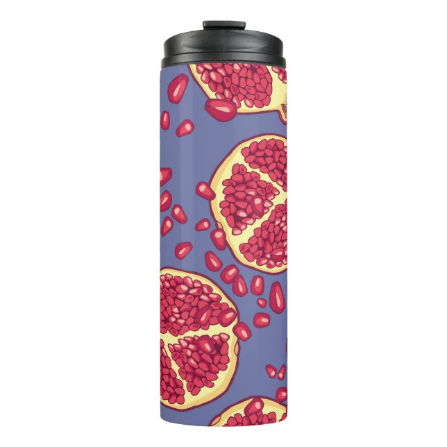 Pomegranate Fruit Seamless Pattern Design Thermal Tumbler (Front)