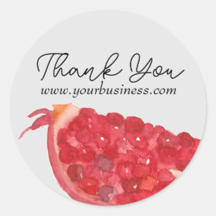 Pomegranate Fruit Slice Grey Thank You Classic Round Sticker