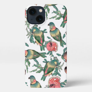 Pomegranate Fruits & Lovebirds Pattern iPhone 13 Case