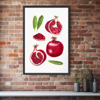 Pomegranate Fruity Watercolor Art