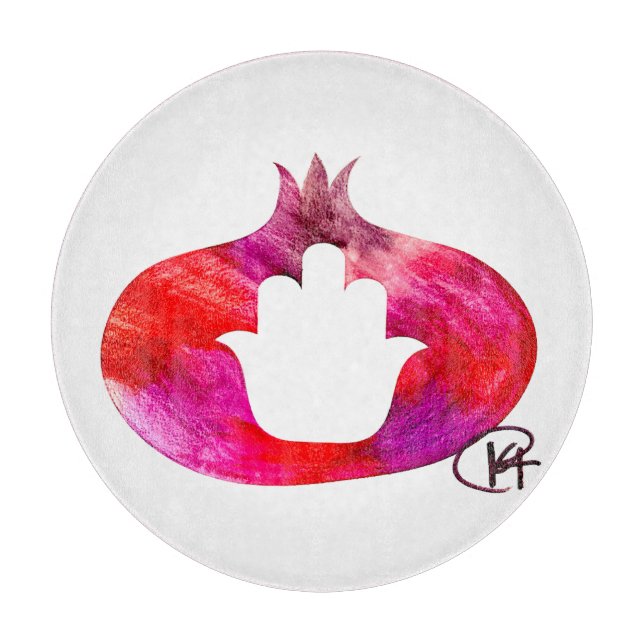 Pomegranate Hamsa Art Cutting Board (Front)