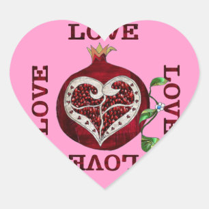 Pomegranate Heart LOVE Valentine Sticker