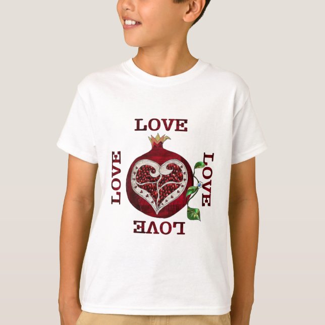 Pomegranate Heart LOVE Valentine T-Shirt (Front)