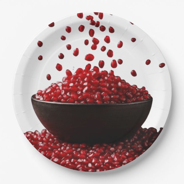 Pomegranate Illustration – Elegant Fruit Design Paper Plate (Front)