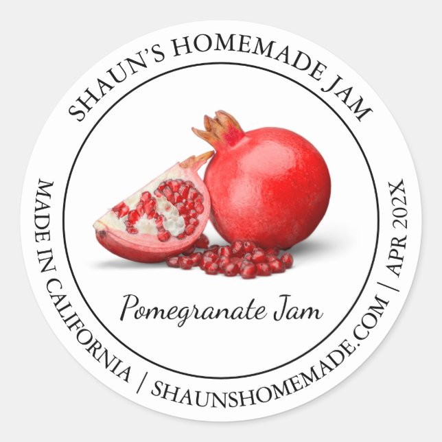 Pomegranate Jam Modern label (Front)