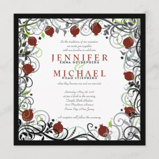 Pomegranate Jewish Wedding Invitation