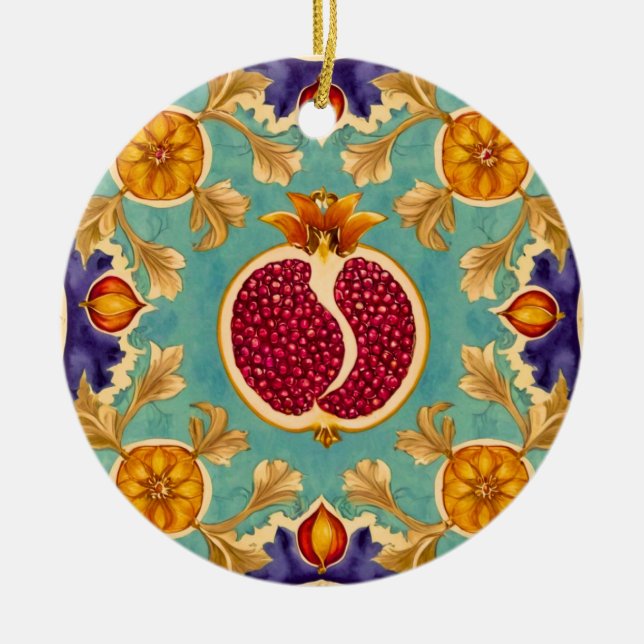 Pomegranate Love Ceramic Tree Decoration (Front)
