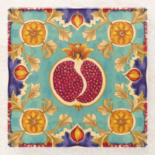 Pomegranate Love Glass Coaster