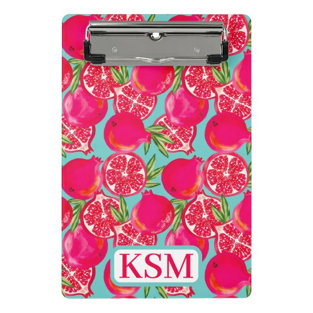 Pomegranate Painted Monogram Mini Clipboard (Front)