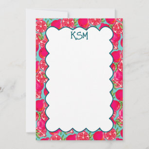 Pomegranate Painting Custom Monogram Stationery Thank You Card