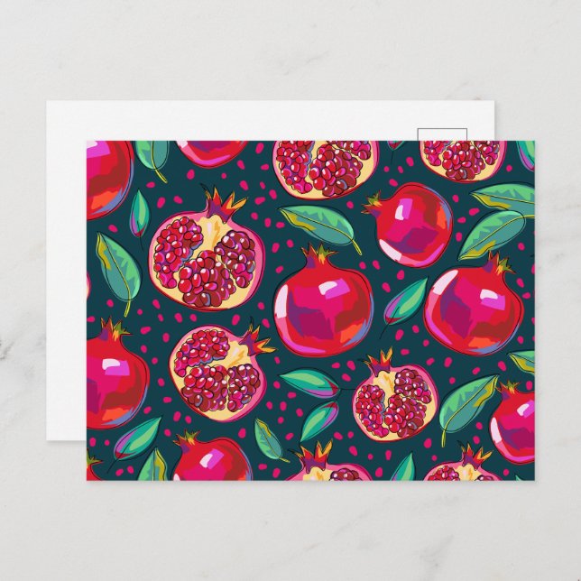 pomegranate  pattern postcard (Front/Back)