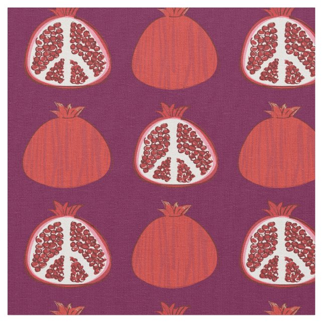 Pomegranate Peace Signs Fruit Fabric (Close Up)