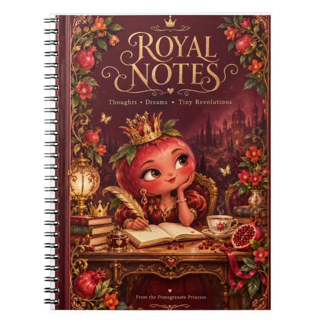 Pomegranate Princess Royal Notes 🍎👑 Notebook (Front)