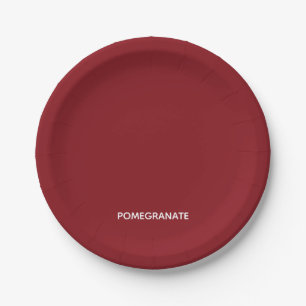 Pomegranate red color name paper plate