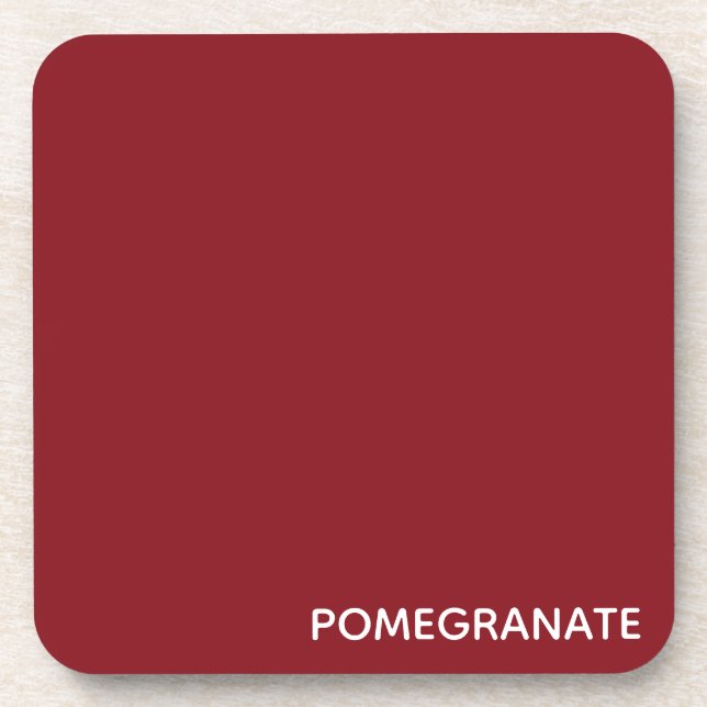 Pomegranate red colour name coaster (Front)