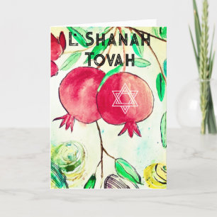 Pomegranate Rosh Hashanah Fruit Shana Tova Holiday Card