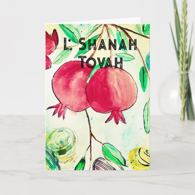 Pomegranate Rosh Hashanah Fruit Shana Tova Holiday Card (Front)