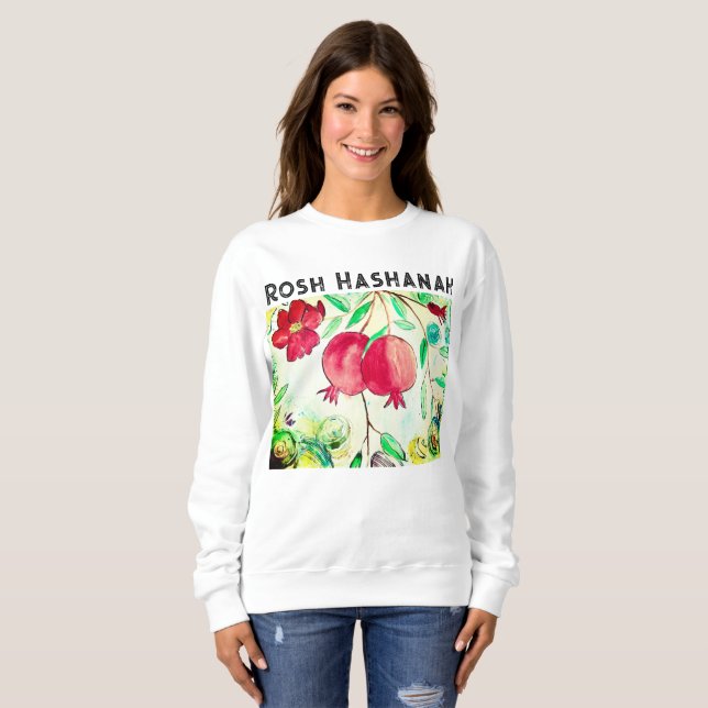 Pomegranate Rosh Hashanah Fruit Shana Tova Sweatshirt (Front Full)
